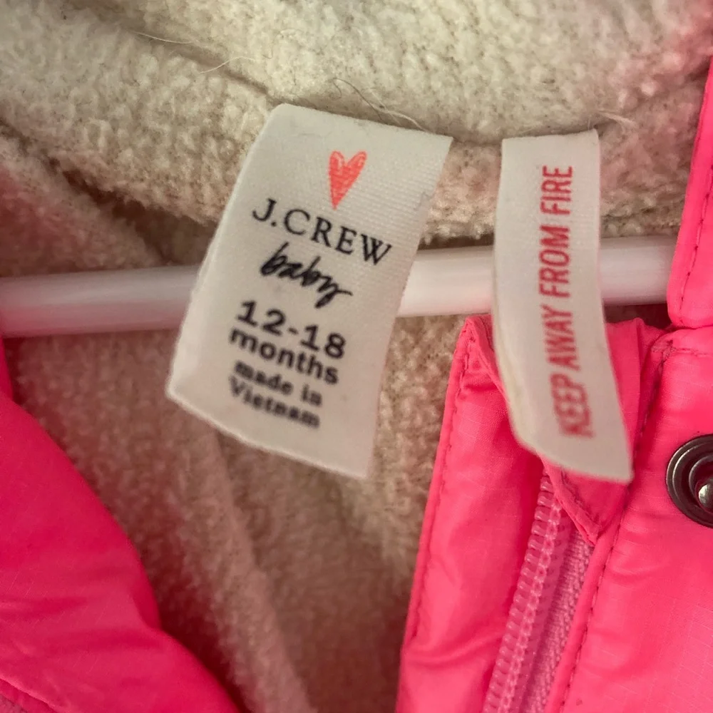 J Crew‎ Baby Coat Hot Pink Size 12-18 months (Few stains shown in pictures)